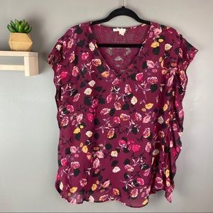 Meadow Rue | Anthro floral v-neck blouse size med